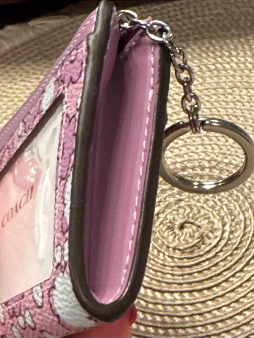 Coach Pink Floral Zip Card Case - Picture 5 of 10
